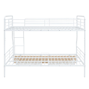 Full XL Over Queen Metal Bunk Bed with 2 Drawers, White