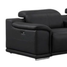 Load image into Gallery viewer, Leather Modular L Shaped Seven Piece Corner Sectional With Console - Black
