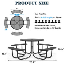 Load image into Gallery viewer, Round Outdoor Steel Picnic Table With Umbrella Pole - Black
