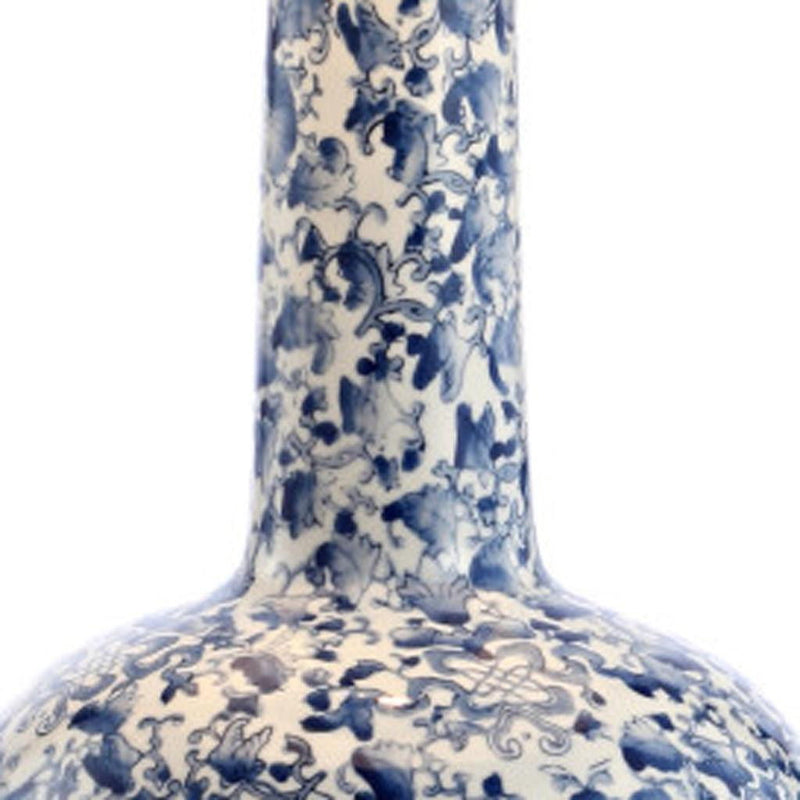 30" Gourd Table Lamp With Drum Shade - Blue