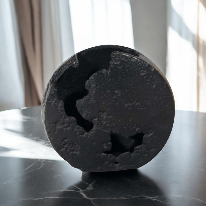 Hammered Round Table Vase - Black