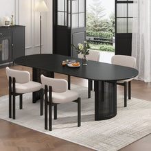 Load image into Gallery viewer, 79" Solid Wood Mirrored Double Pedestal Base Dining Table - Black
