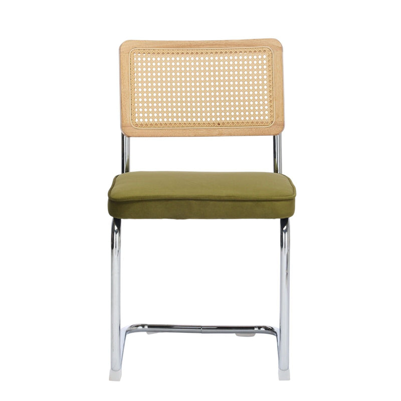 Tufted Velvet Stainless Steel Dining Side Chairs (Set of 2) - Green / Silver