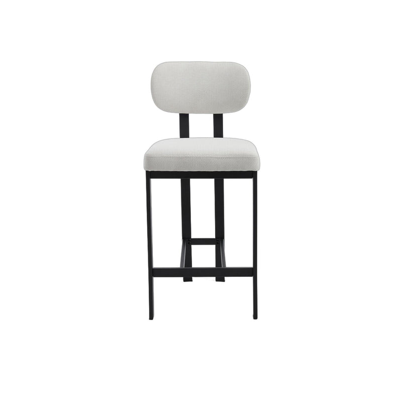 Fabric Metal Counter Height Bar Chairs (Set of 2) - White / Black