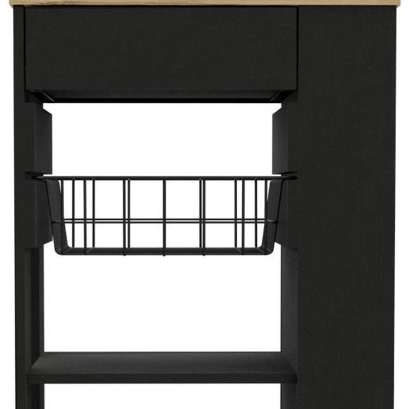 22" Rolling Kitchen Cart With Storage - Natural / Black