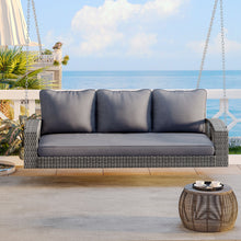 Load image into Gallery viewer, 3 Person Large Patio Swing Bench With Cushions For Backyard
