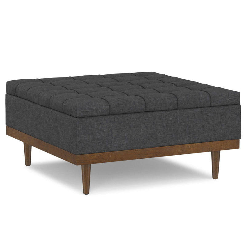 36" Upholstery Storage Ottoman - Walnut / Slate Gray