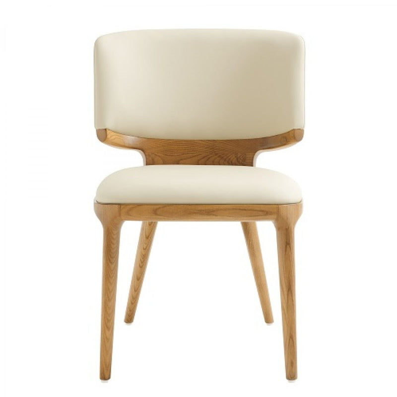 Upholstered Faux Leather King Louis Back Dining Side Chairs (Set of 2) - Beige
