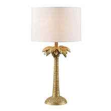 Load image into Gallery viewer, Tropical Coconut Tree Table Lamp With White Drum Shade - Gold
