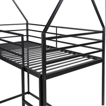 Load image into Gallery viewer, Twin over Twin House Bunk Bed with Ladder and Slide,Black
