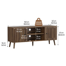 Load image into Gallery viewer, 55" TV Cabinet With Vertical Groove Doors, Adjustable Shelves - Walnut
