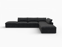 Load image into Gallery viewer, 2 Piece Living Room Set Blend Modular Sofa With Ottoman Storage - Black
