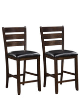 Load image into Gallery viewer, Faux Leather And Solid Wood Counter Height Bar Chairs (Set of 2) - Black And Brown
