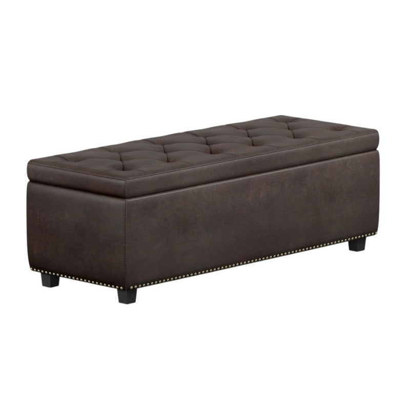Storage Upholstered Ottoman - Dark Brown / Brown
