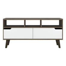 Load image into Gallery viewer, Particle Board Open Shelving TV Stand - Brown / White

