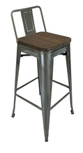 Load image into Gallery viewer, Solid Wood And Metal Low Back Bar Height Bar Chairs (Set of 4) - Brown And Gray
