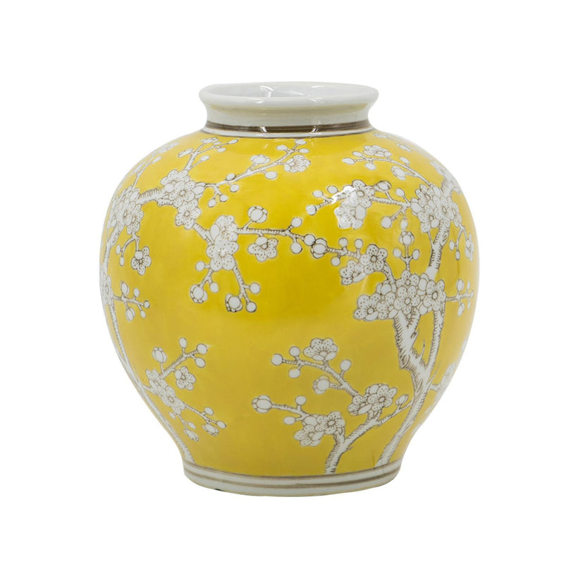 Chinoiserie Floral Porcelain Table Vase (574266) - Yellow / White