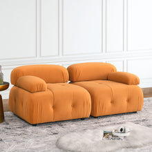 Load image into Gallery viewer, Modular Sectional Sofa, Button Tufted Designed and DIY Combination,L Shaped Couch with Reversible Ottoman, Orange Velvet
