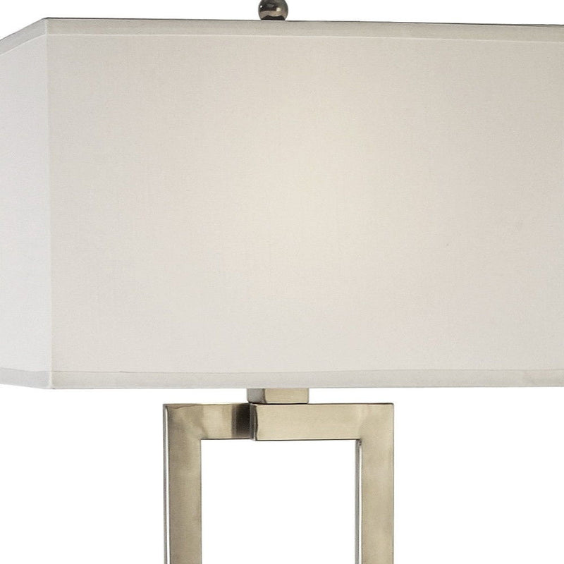 Traditional Shaped Floor Lamp With White Rectangular Shade - Nickel