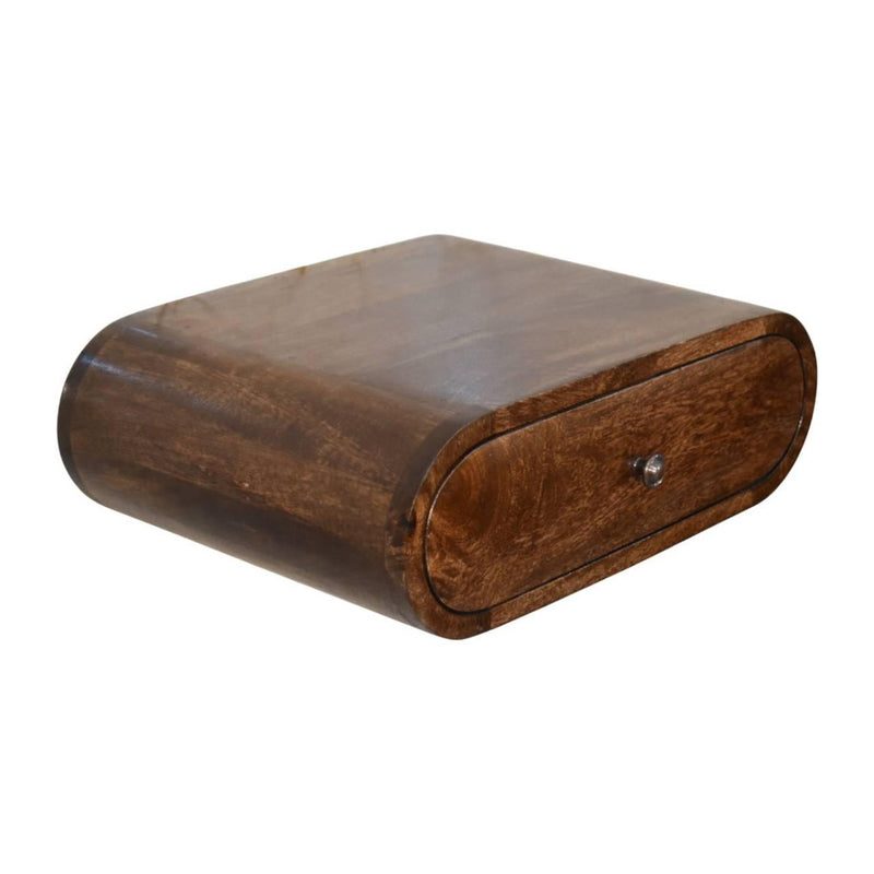 Solid Wood Oval One Drawer Floating Nightstand - Brown