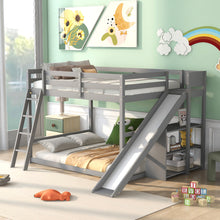 Load image into Gallery viewer, Bunk Bed With Ladder, Slide, And Shelves Pine Wood

