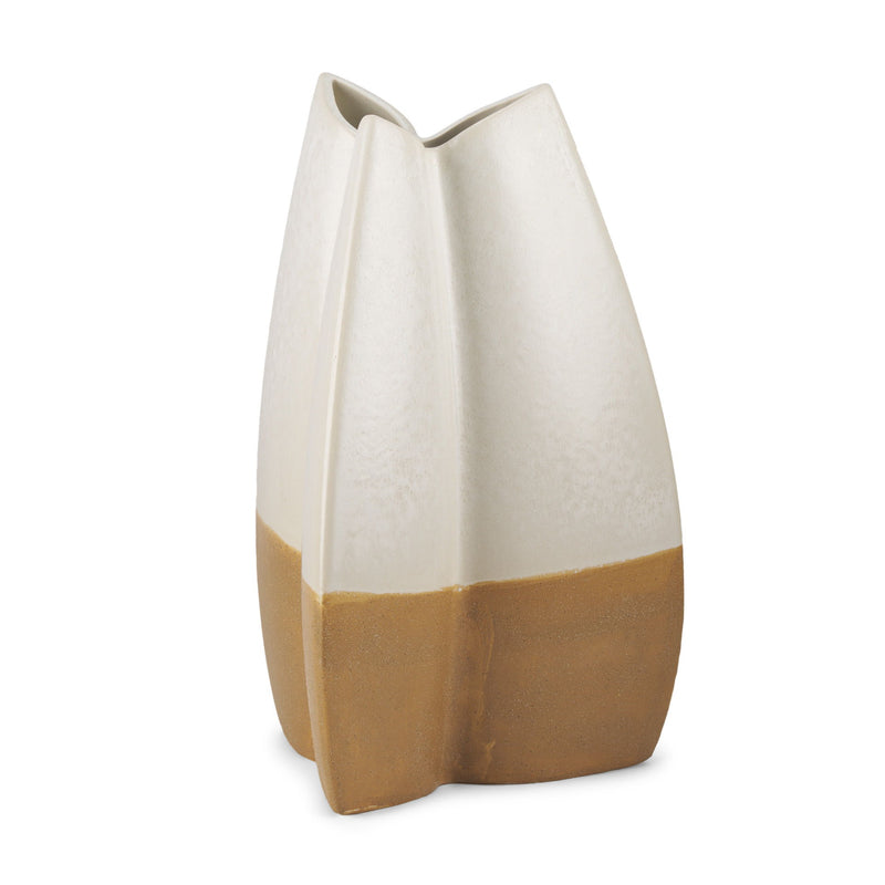 Block Table Vase - Off White / Tan