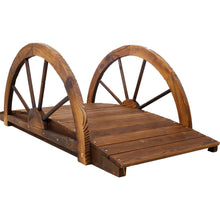 Load image into Gallery viewer, Wooden Garden Bridge Arc Footbridge With Half Wheel Railings Solid Fi - Brown
