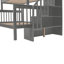 Load image into Gallery viewer, Stairway Twin-Over-Full Bunk Bed with Drawer, Storage and Guard Rail for Bedroom, Dorm, for Adults, Gray color(Old SKU: LP000219AAE)
