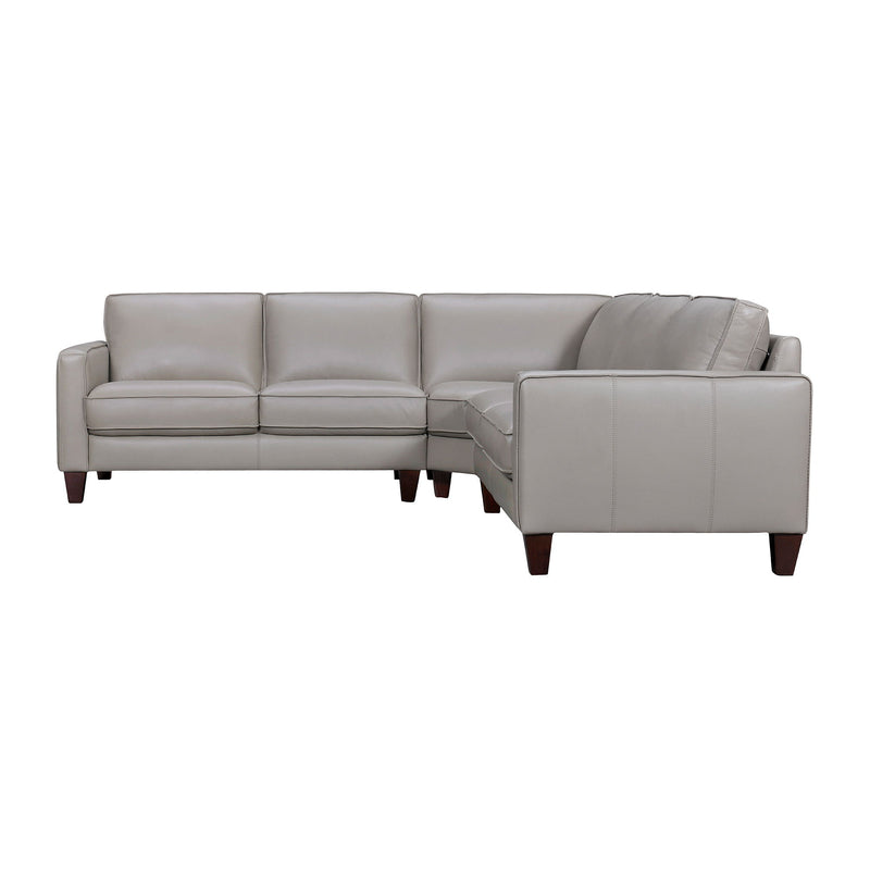 Leather L Shaped Three Piece Corner Sectional - Gray