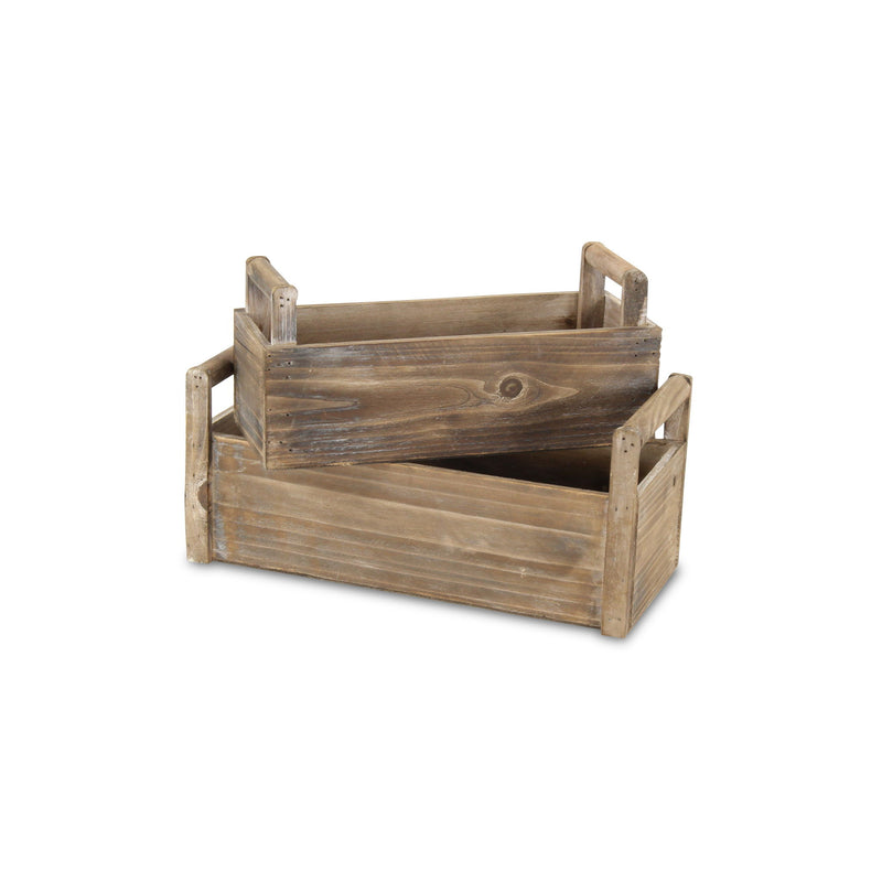 Rectangular Planter Boxes (Set of 2) - Brown