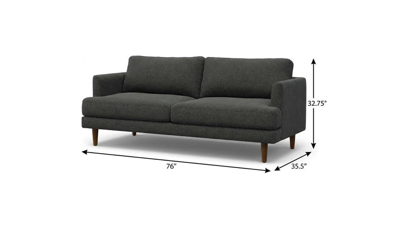 76" Fabric Sofa With Brown Legs - Gray