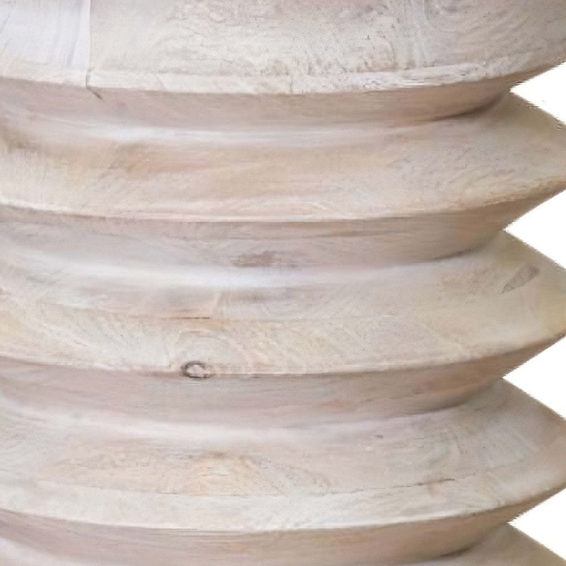 18" Solid Wood Round End Table - Beige