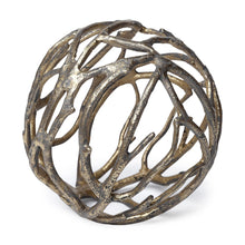 Load image into Gallery viewer, Tree Branch Orb Tabletop Sculpture - Antiqued Gold / Rust
