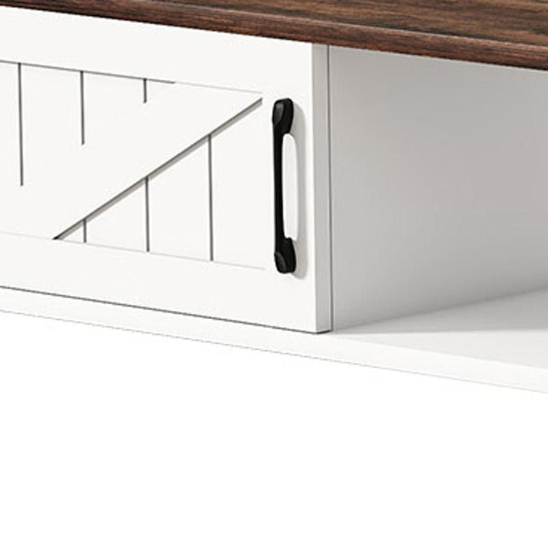 Floating Mount TV Stand With Fireplace - White