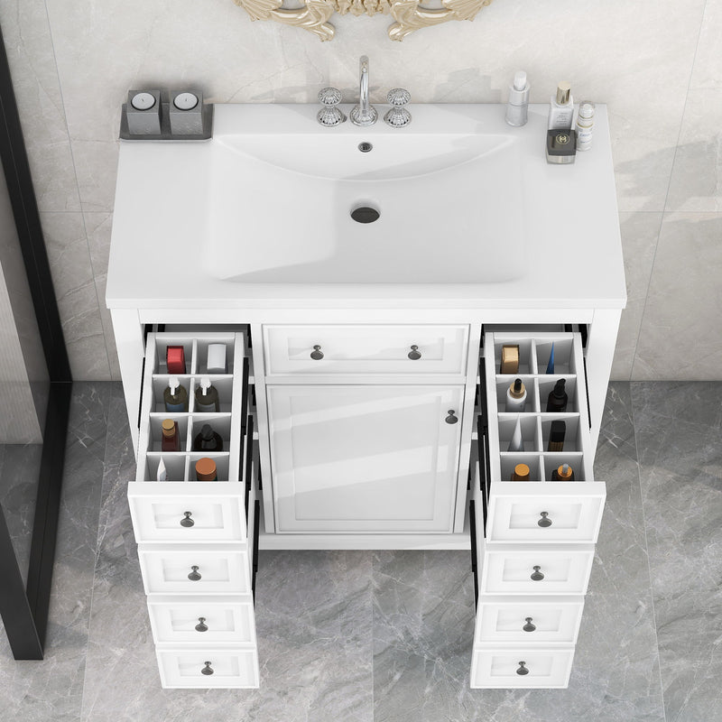 Modern Bathroom Vanity With Sink Combo, 6 Drawers And 1 Cabinet