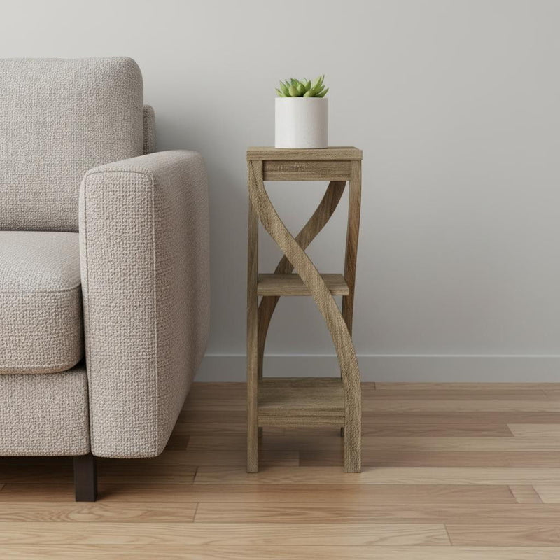 Wood Square End Table With Two Shelves - Deep Taupe