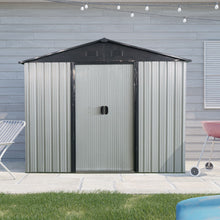 Load image into Gallery viewer, Outdoor Metal Storage Shed With Sliding Door And Foundation For Backyard, Patio, Lawn
