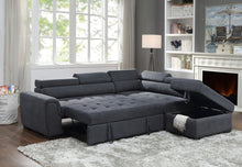 Load image into Gallery viewer, Haris - Sleeper Sofa Sectional With Adjustable Headrest And Storage Ottoman - Dark Gray
