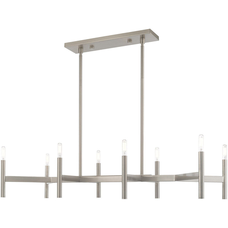 19" Eight Light Dimmable Chandelier With Shades - Nickel