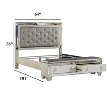 Load image into Gallery viewer, Glamorous Tufted Headboard Bed With Mirror Trim

