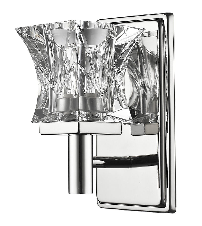 Arabella 1-Light Polished Sconce With Pressed Crystal Shade - Nickel