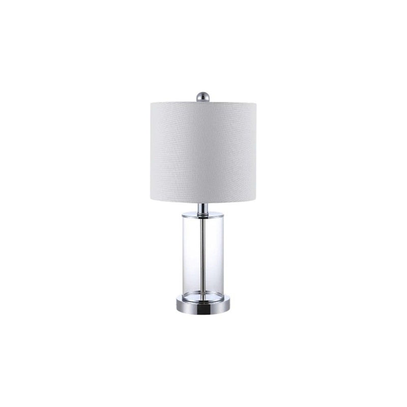 USB Table Lamps With Drum Shades (Set of 2) - Silver