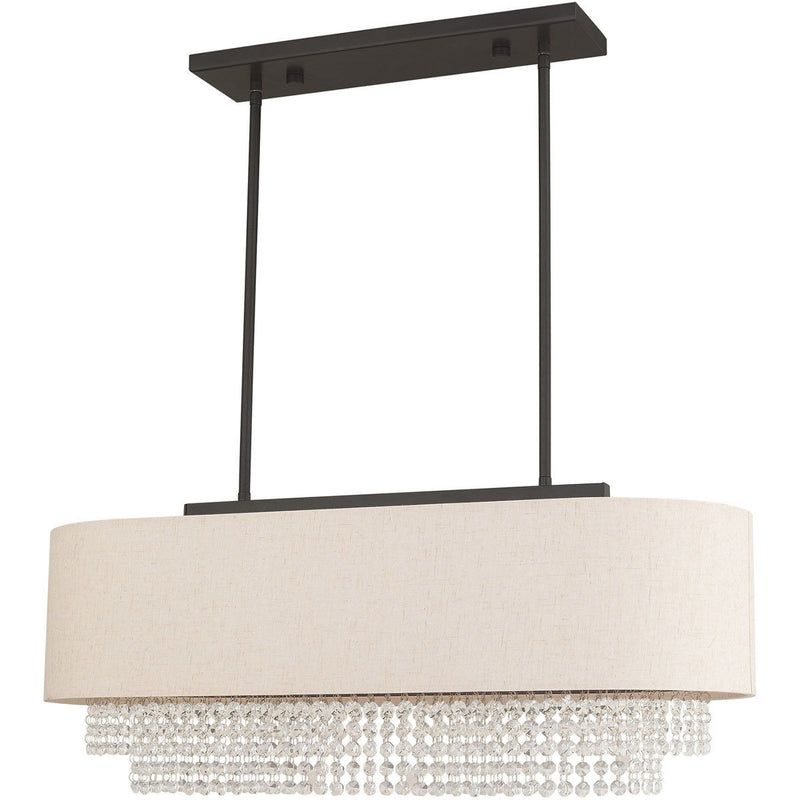 21'' Three Light Dimmable Chandelier With Shades - Bronze