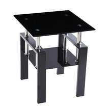 Load image into Gallery viewer, Glass Metal Square End Tables With Shelf - Black
