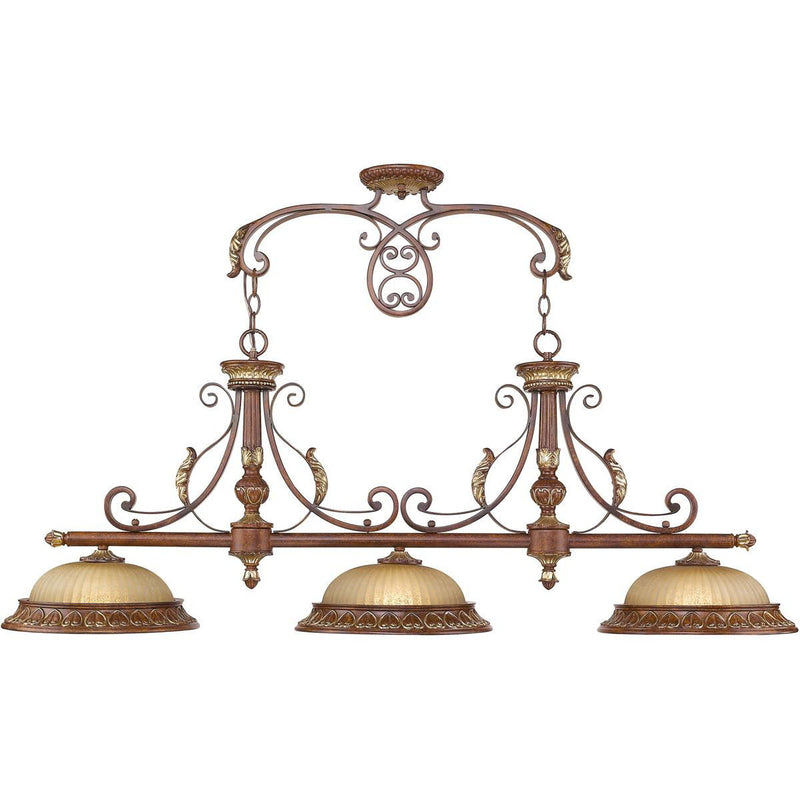 21" Three Light Metal Dimmable Chandelier With Shades - Bronze