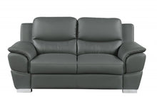Load image into Gallery viewer, Faux Leather Love Seat - Gray / Silver
