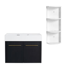 Load image into Gallery viewer, Modern Wall Mounted Bathroom Vanity With Resin Sink And Storage Rack
