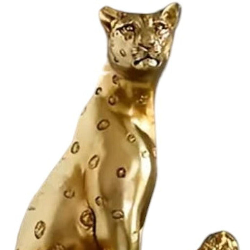 Leopard Hand Painted Tabletop Sculpture - Bronze