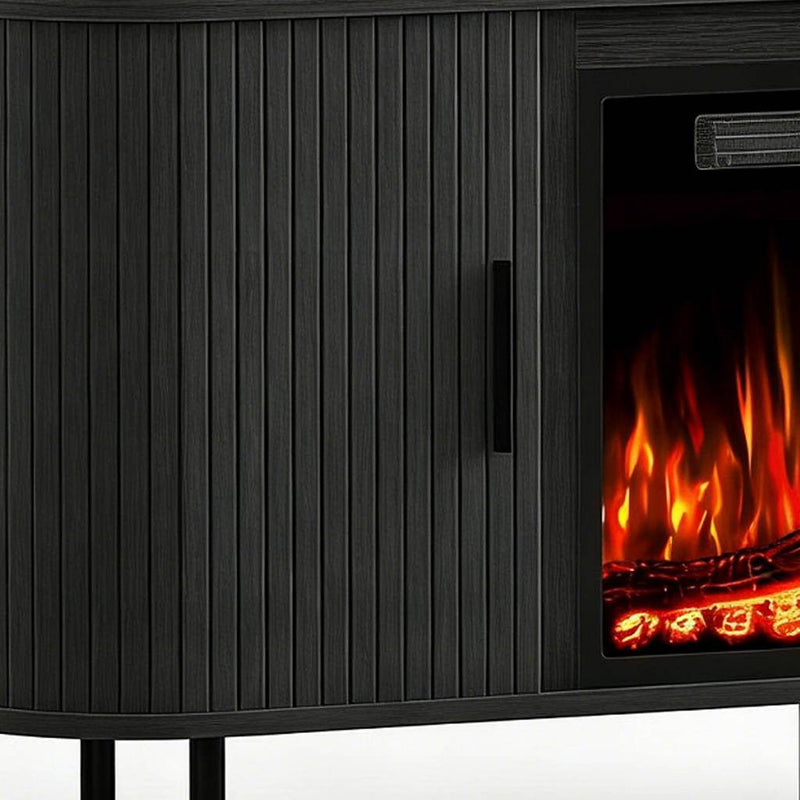 Wood Fireplace Entertainment Center With Fireplace (723789) - Black