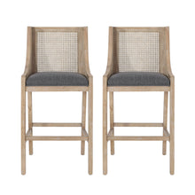 Load image into Gallery viewer, Celestiality - Upholstered Barstool With Cane Webbing Backrest (Set of 2)

